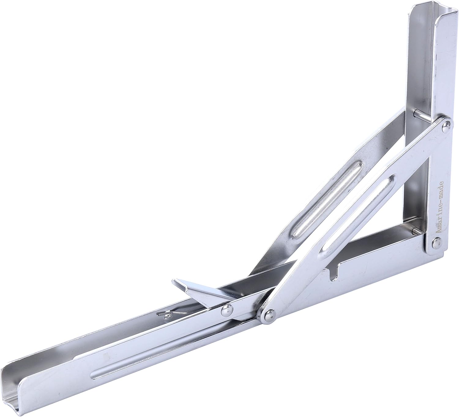 Amarine-made Heavy Duty Polished Stainless Steel Folding Shelf Bench Table Folding Shelf or Bracket, Max Load: 550lb/250kg, Short Release Arm
