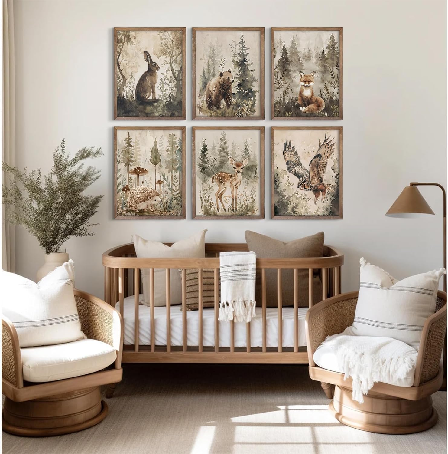 Pouydmi Woodland Animal Wall Art Nursery Canvas Wall Decor Forest Animal Poster Kids Baby Wall Art Watercolor Safari Prints Boys Room Posters Cottagecore Fox Pictures for Bedroom 8x10x6 Inch Unframed image 3