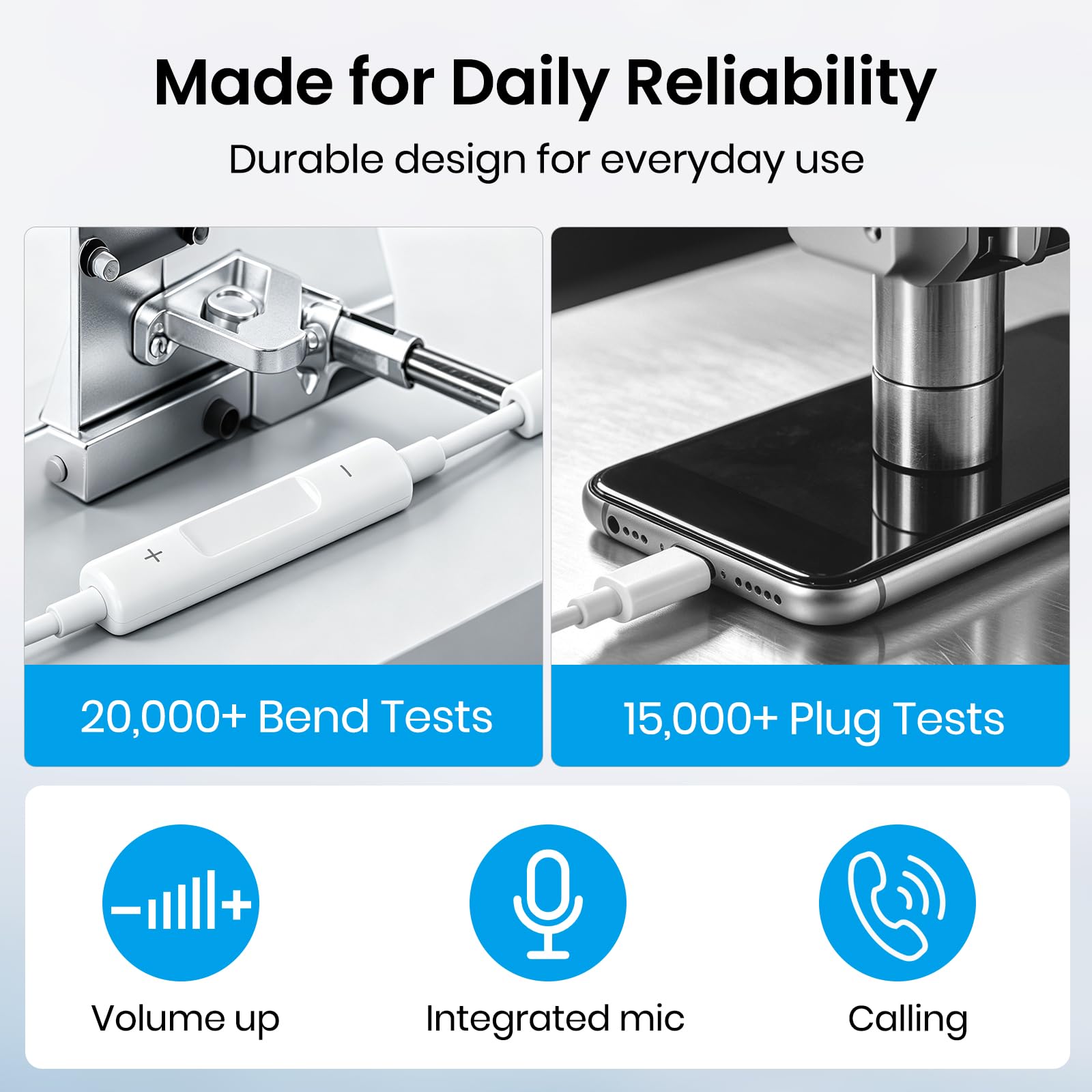 Auricolari con cavo USB C, cuffie USB C cablate con microfono per iPhone 17/16/15 Pro Max Plus, auricolari in-ear di tipo C, stereo HiFi, nessuna latenza, comodi per l'uso quotidiano, per Android