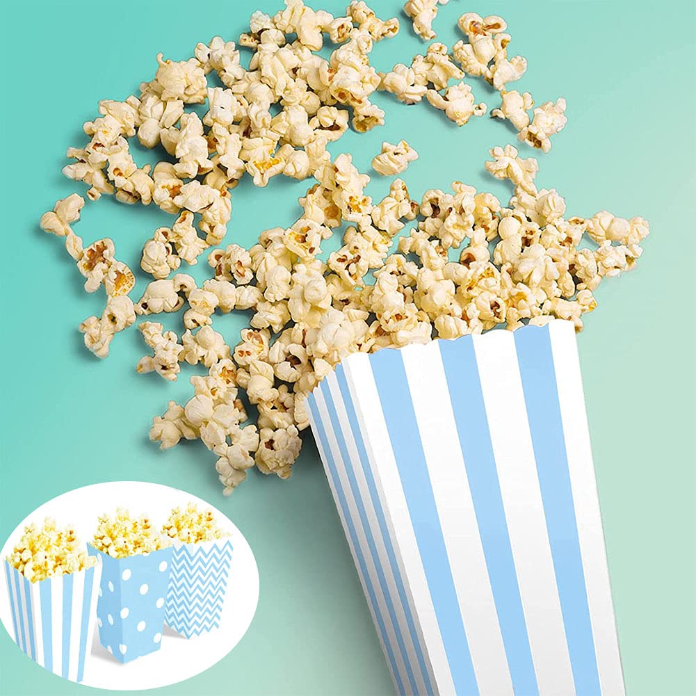 Popcorn Boîtes,Sacs De Pop-Corn,36PCS Boite Pop Corn,Boîtes de Popcorn,Boîtes à Pop-Corn pour Les Collations de Fête,Les Bonbons (bleu)