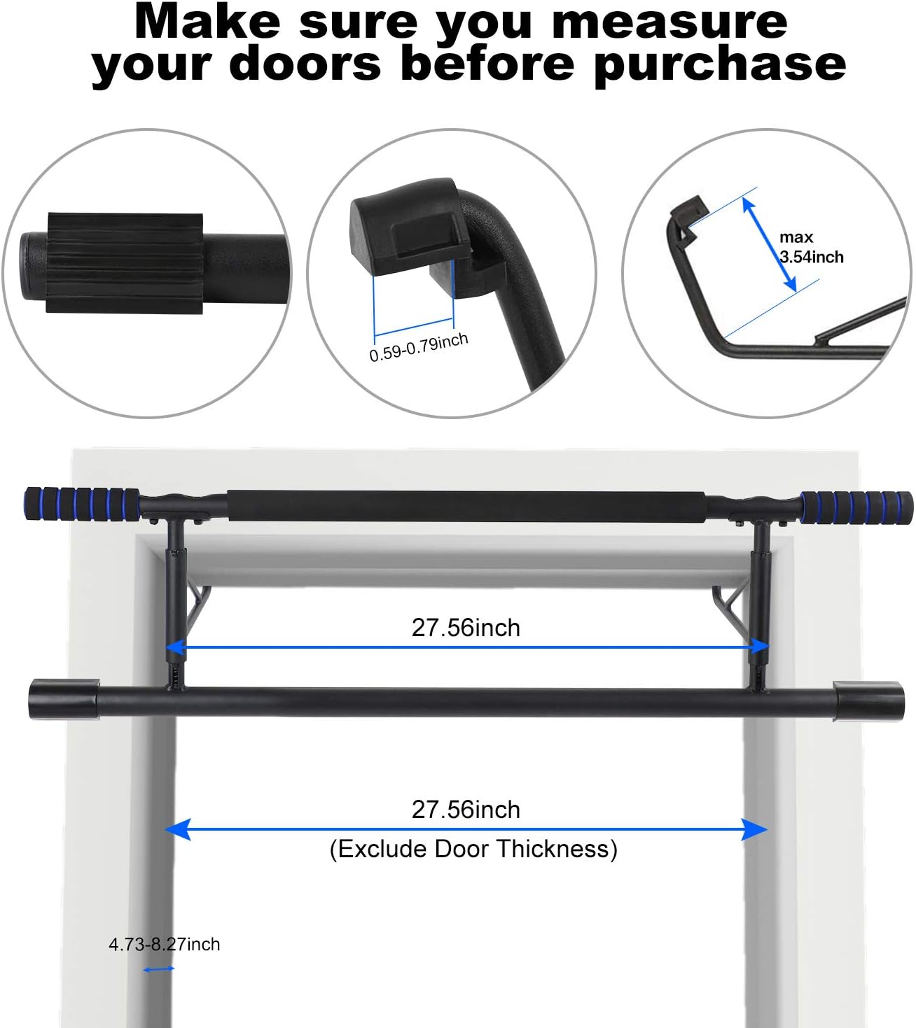 Pull Up Bar Doorway, YEEGO USA Original Patent, USA Designed, Indoor Chin Up Bar Smart Hook Technology No Crews Home Exercise (Red) : Tools & Home Improvement