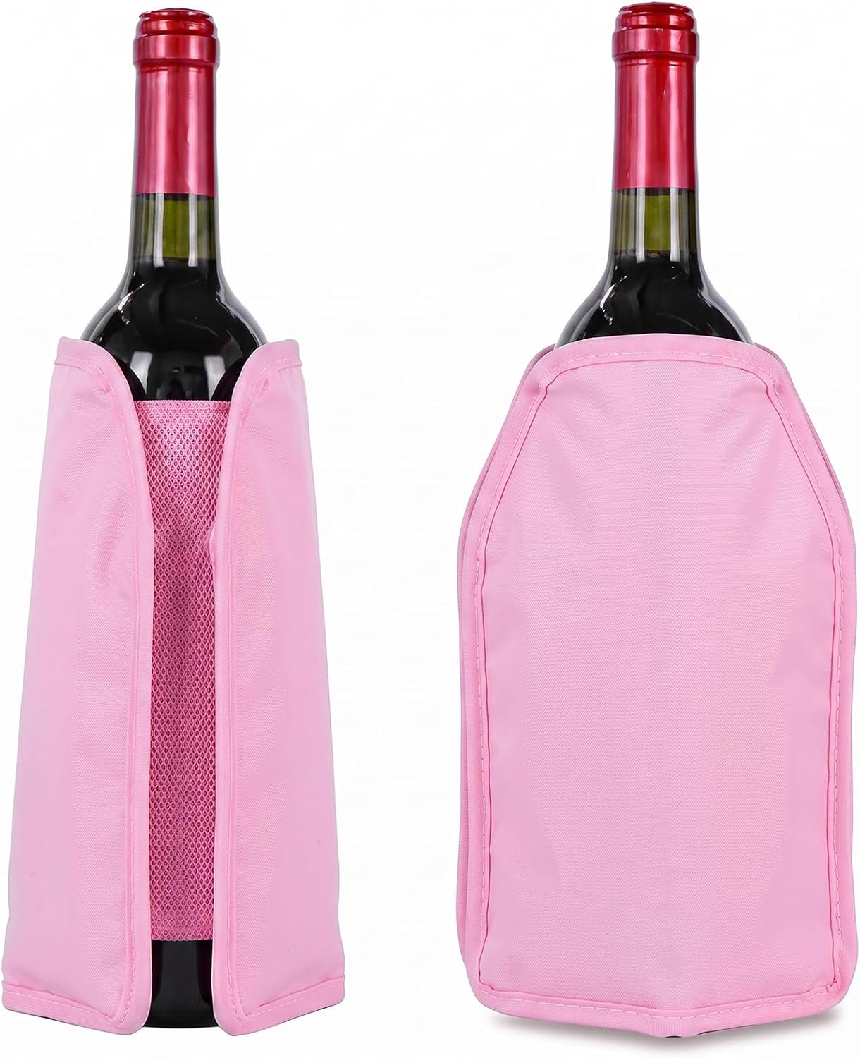 Wine Cooler Sleeve (2 Pack) - Portable Bottle Chiller with Reusable Freezer Gel - Insulated Tote Bag for Champagne, Prosecco, Beer & Standard Wine Bottles - Lightweight & Space-Saving Travel Accessory