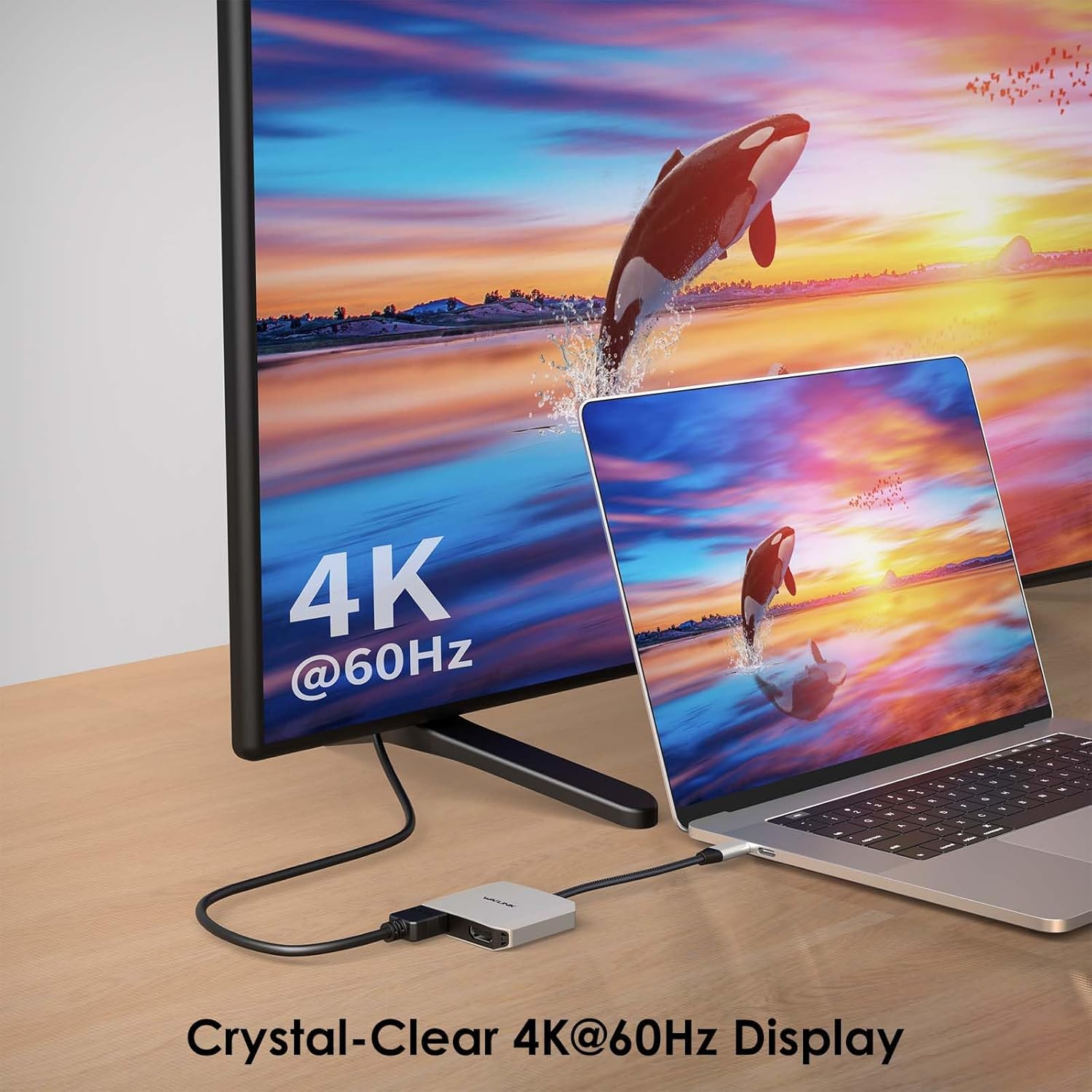 USB C to Dual HDMI Adapter, WAVLINK Dual Monitor Adapter with Dual HDMI, 87W PD for Dell XPS/HP/Lenovo/Surface/Type C Laptop/Windows System Only