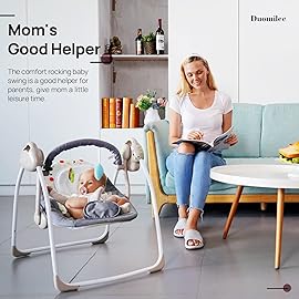 DUOMILEE Baby Electric Swing,Soothing Portable Swing with Intelligent Music Vibration Box,Comfort Swing for Infant Load Resistance: 6-25 lb, Applicable Object: 0-9 Months for Infants.