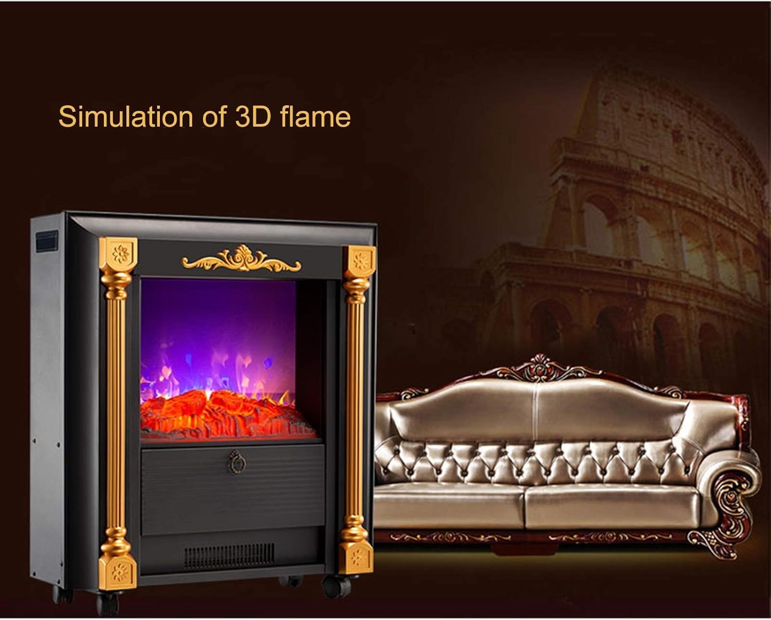 Electric Fireplace Wall Mounted Electric Fireplace Portable Electric Stove Heater with Realistic Led Wood Fire Flame Effect Adjustable tat Portable Overheating Pro