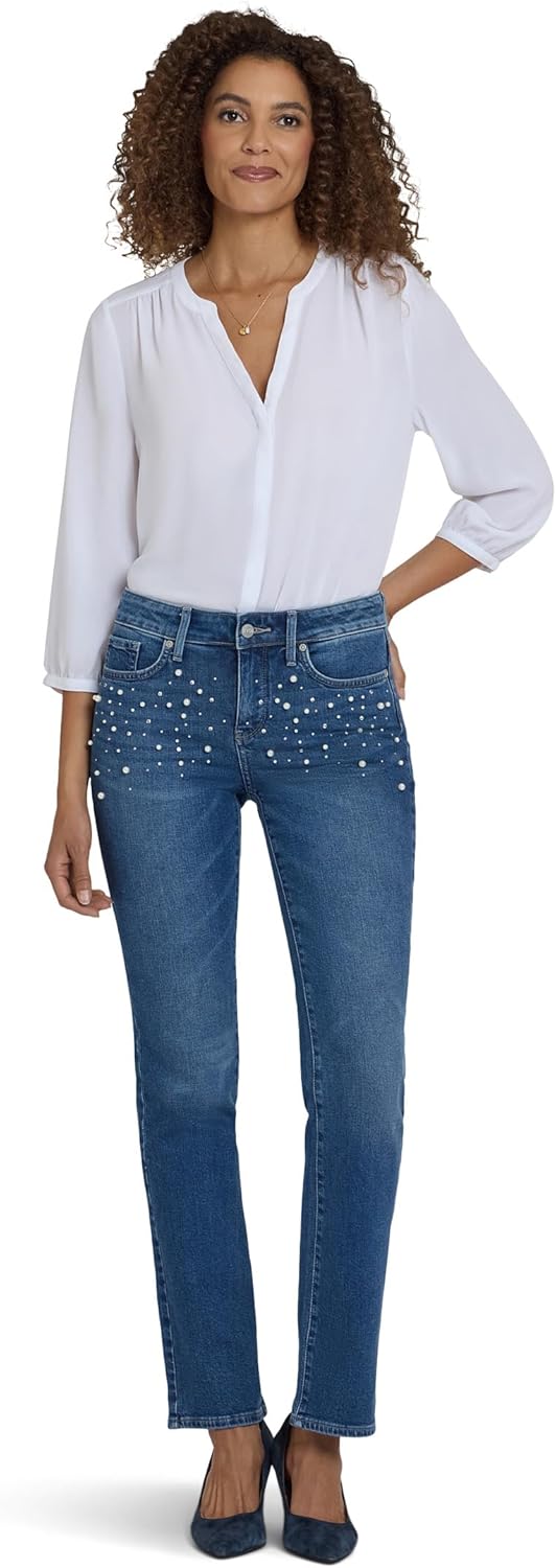 NYDJ Women's Petite Marilyn Straight Jeans in Lake Notre-Dame