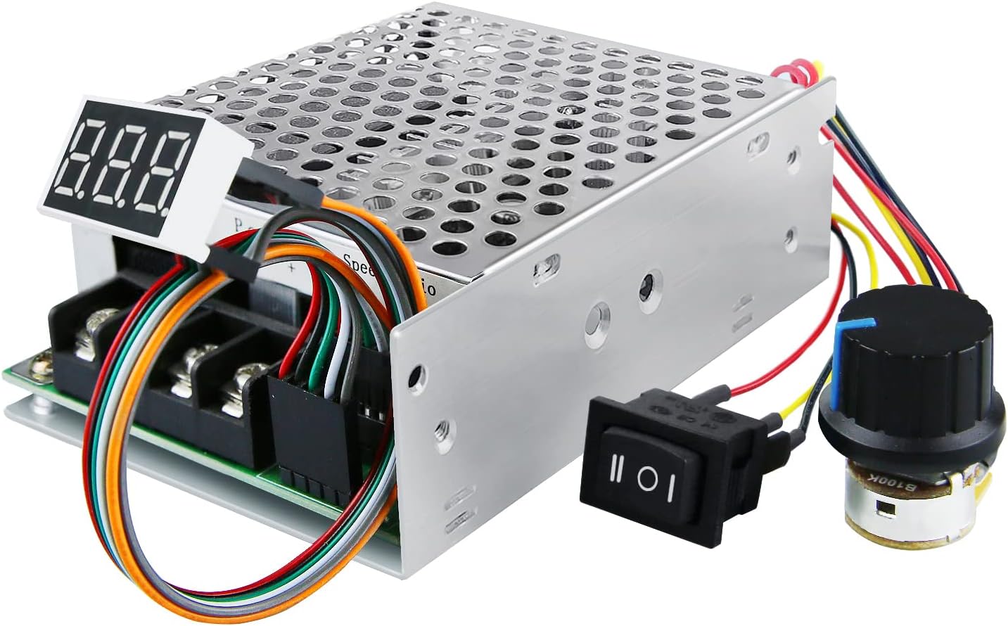 PWM DC Motor Speed Controller, DC10-55V/40A Max 60A Stepless DC Motor Speed Controller with Forward-Brake-Reverse Switch Adjustable Potentiometer and LED Display,Continuous Current 40A