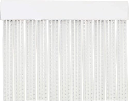 MERCURY TEXTIL Cortina para Puerta Tiras PVC 210x90cm，Cortina para Puerta Exterior (Transparente+Filo Blanco P16)