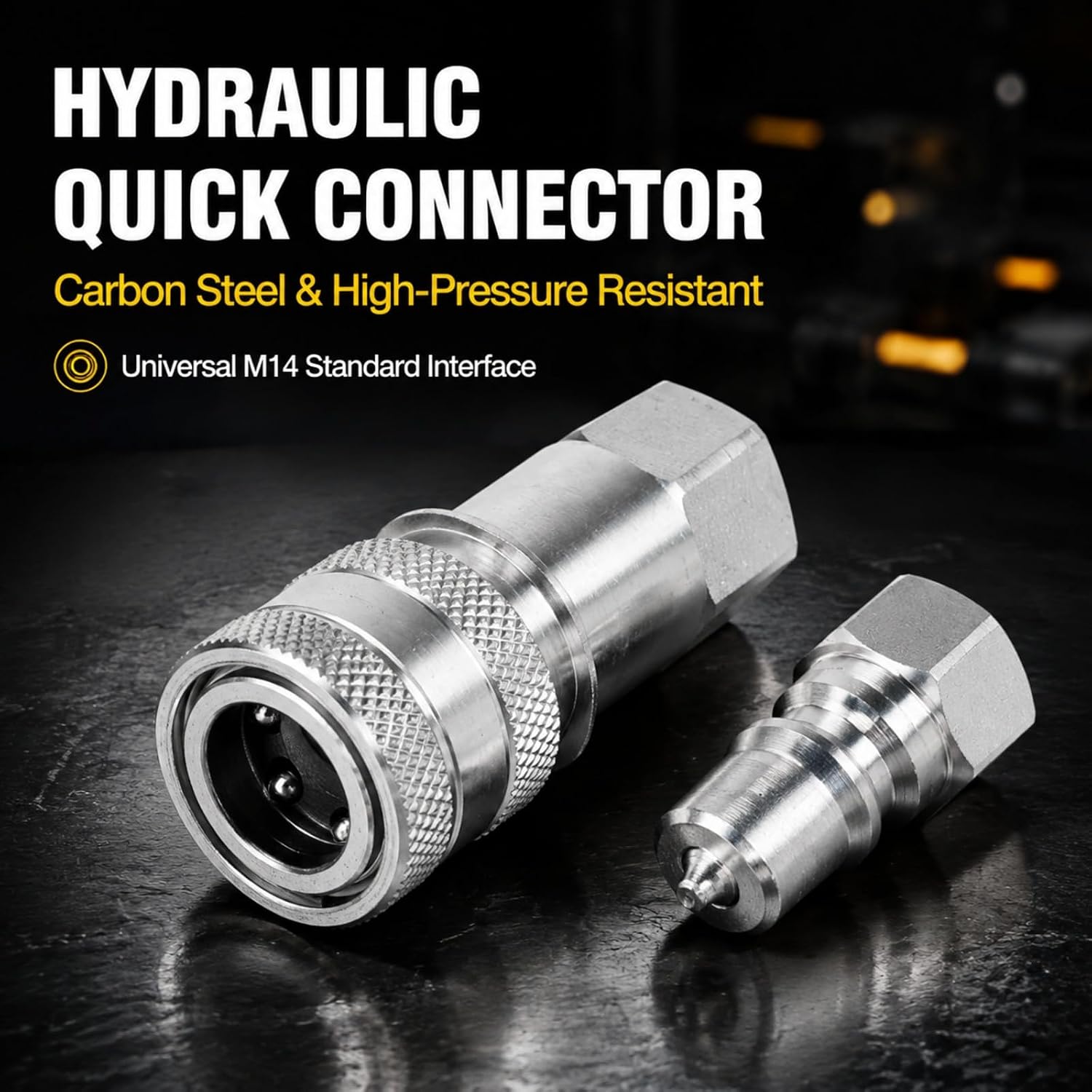 Hydraulic Quick Connector M14x1.5mm, Quick Disconnect Hydraulic Coupling/Coupler Kits for connect different hydraulic tool (1 Set)
