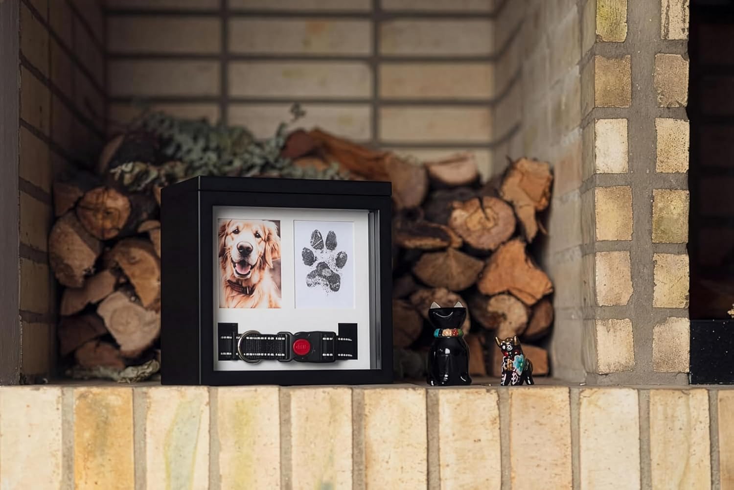 Dog Urn for Ashes, 4 Customizable Displays with Paw Print Ink Kit and Flannel Bag, Pet Urns for Dogs Ashes, Pet Cremation Box, Cat Urn for Ashes, Dog Ashes Keepsake (Black)