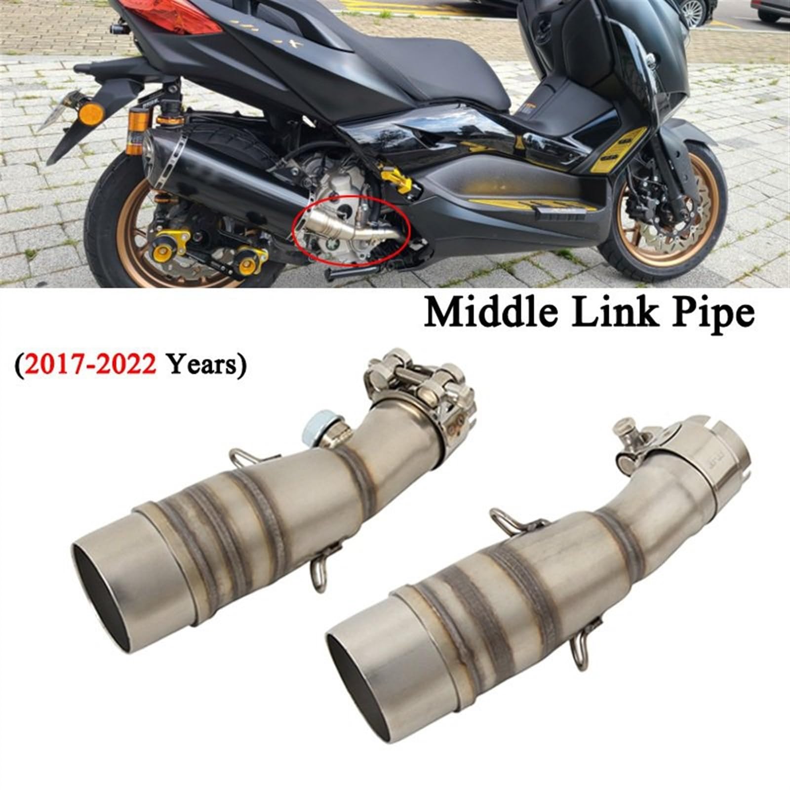 Silenciador De Conexión Tubo Enlace Medio Modificado Para Escape Motocicleta Para Yamaha XMAX 250 300 XMAX250 XMAX300 Motor(2)