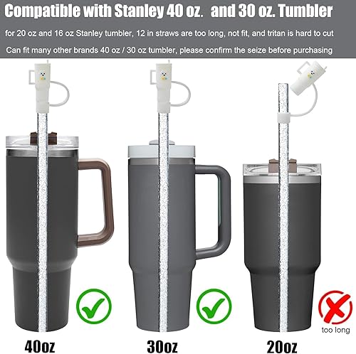 Miniatura 3 de ALINK Paquete de 4 popotes de silicona de repuesto y cubiertas para popotes Stanley de 40 onzas y 30 onzas, popotes de color reutilizables de 12