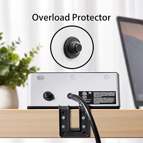 Miniatura 3 de Regleta de alimentación con puertos USB para montaje en el borde del escritorio - Enchufes UL, protector contra sobretensiones de 1250 Joules, tomas