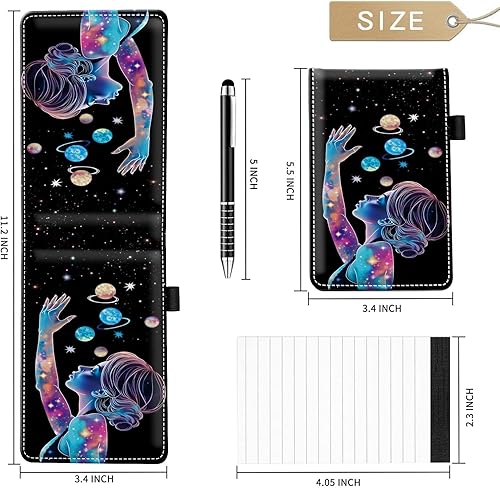 Miniatura 2 de Juego de 4 soportes para bloc de notas de tamaño de bolsillo, de piel sintética, mini bloc de notas con 2 bloc de notas pequeños y lápiz capacitivo,