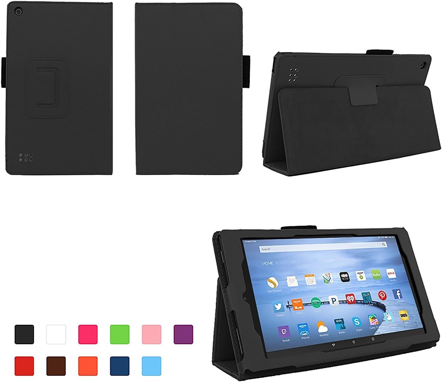Case for All-New Fire 7 2017 - Premium Folio Case for All-New Fire 7 Tablet with Alexa 7th Generation - (Black)