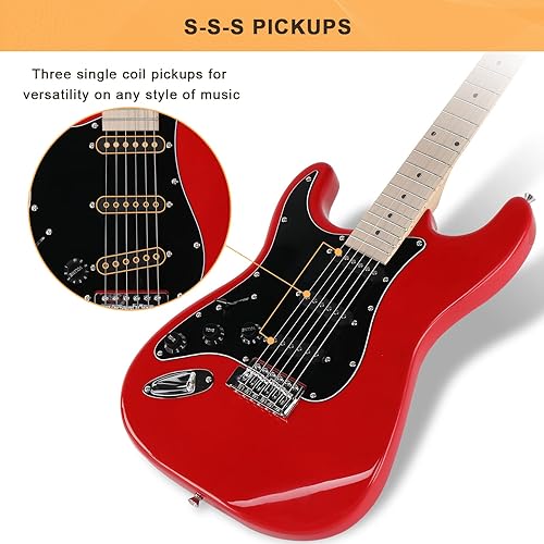 Miniatura 2 de GLARRY - Guitarra eléctrica de tamaño completo para principiantes amantes de la música con amplificador de 20 W y accesorios y bolsa para guardarla