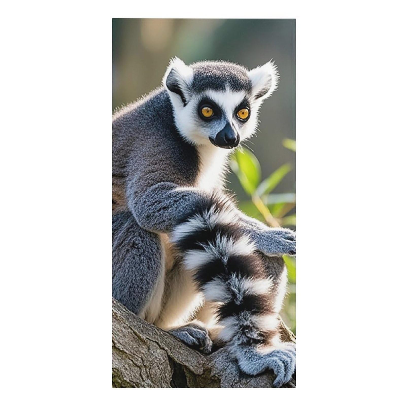 QMNLKH Ringtailed Lemur Beach Towel for Women, Large Microfiber Pool Towel for Men, Absorbent Swim Towels for Home, Lightweight Bath Towels for Camping, Yoga, 30.3"x61.4"