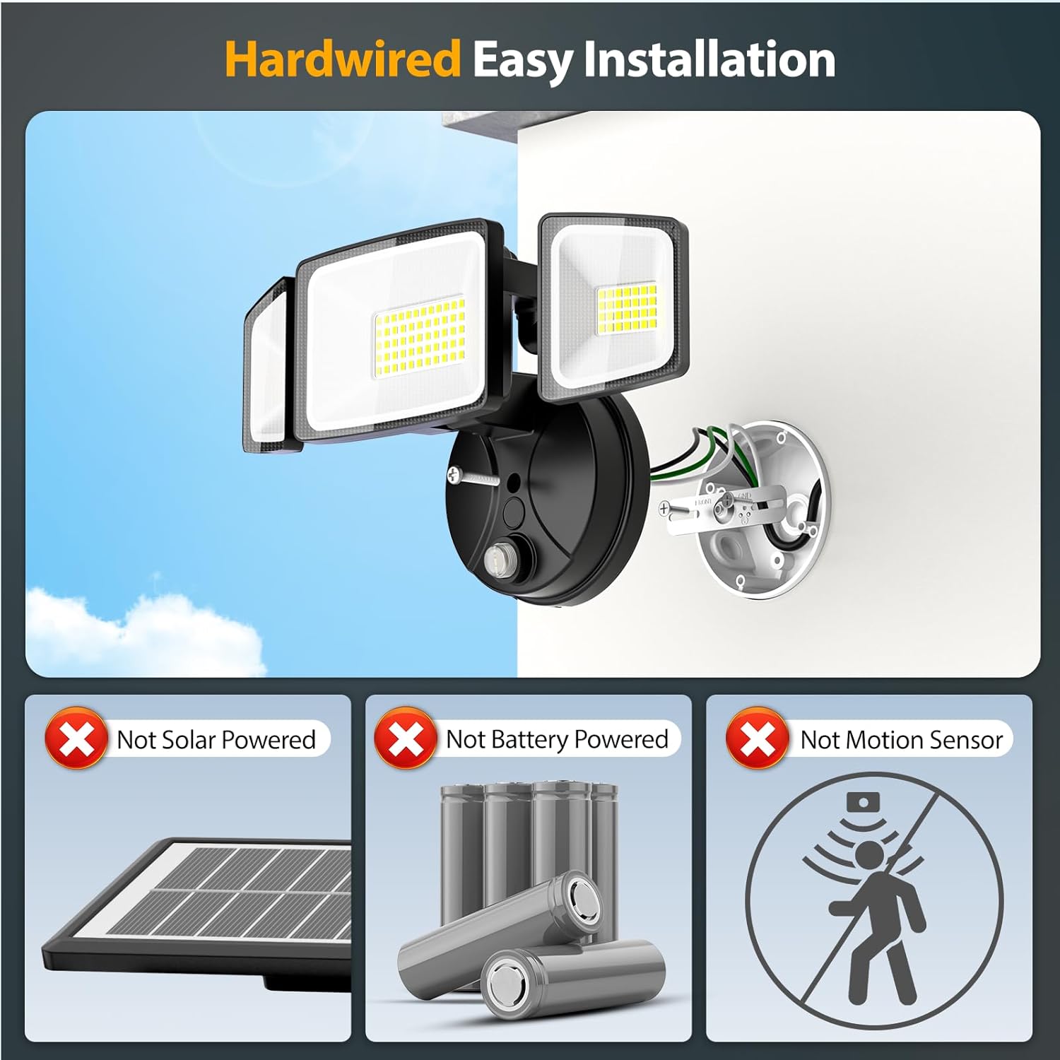 Onforu 70W Dusk to Dawn Outdoor Lighting,7000LM Black Flood Lights Outdoor,IP65 Waterproof Exterior Security LED Light,3 Adjustable Heads Photocell Light Fixture,6500K Floodlight for Garage,Patio,Yard