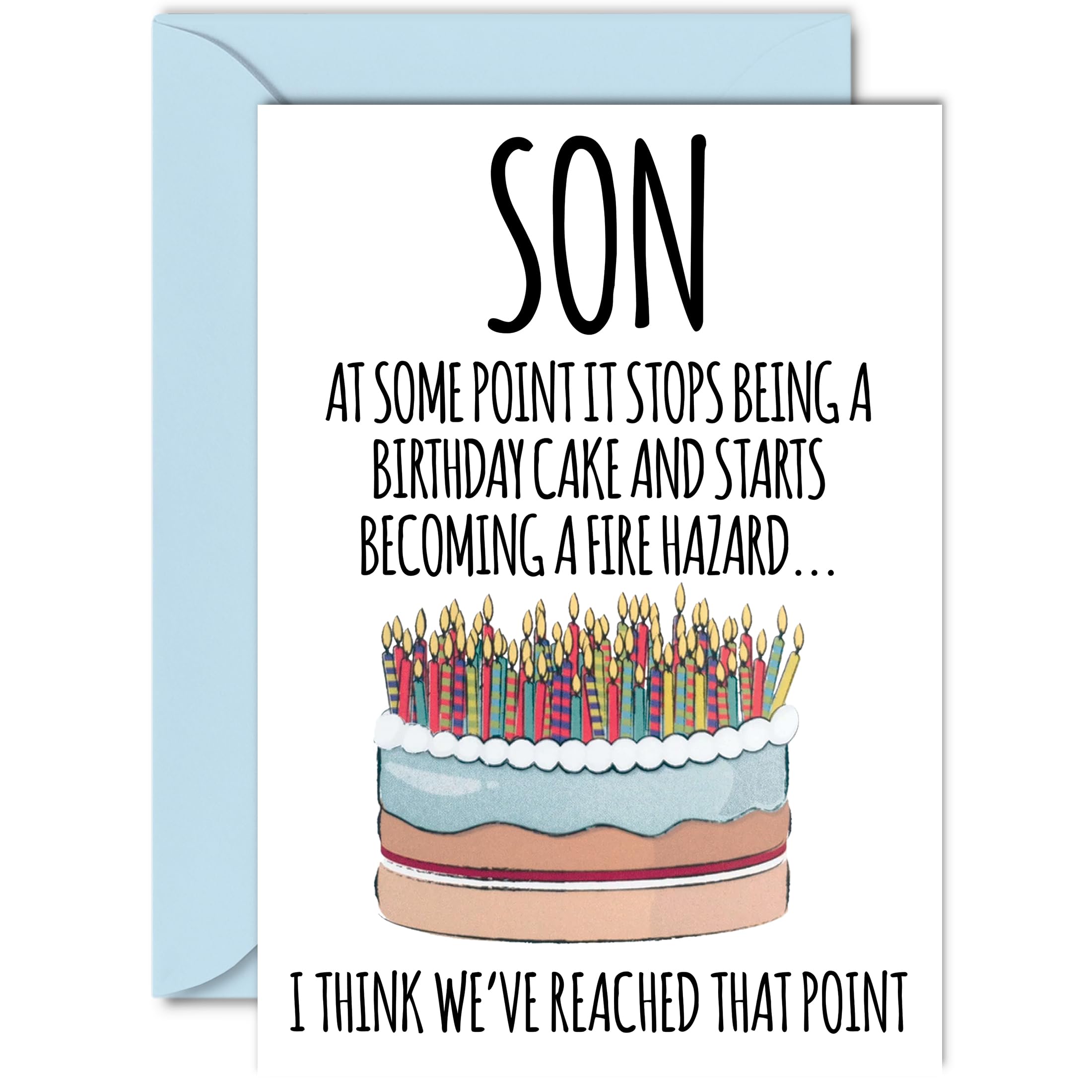 Funny Birthday Cards for Son - Fire Hazard - Joke Rude Birthday Card for Son from Mum Dad, Humour 18th 21st 25th 30th 40th Bday A5 Greeting Cards