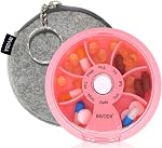 INVODA Weekly Pill Organizer 7 Compartment Rotating Pill Box for Daily Medication & Vitamins - Portable Travel Pill Case Fish Oil Supplements Vitamins Organizer (4PCS)