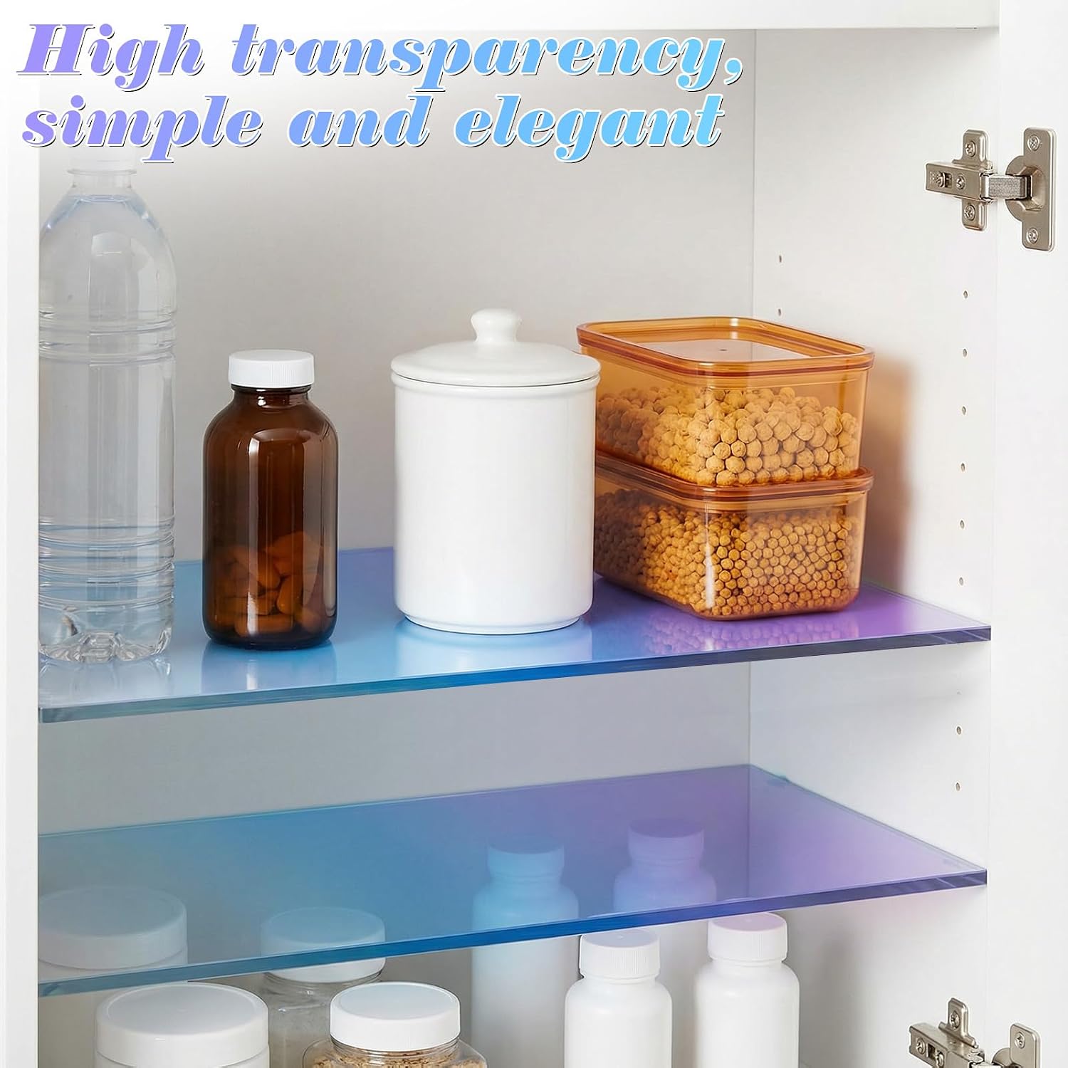 4 Pcs Iridescent Acrylic Medicine Cabinet Shelf Replacement, 13 Inch