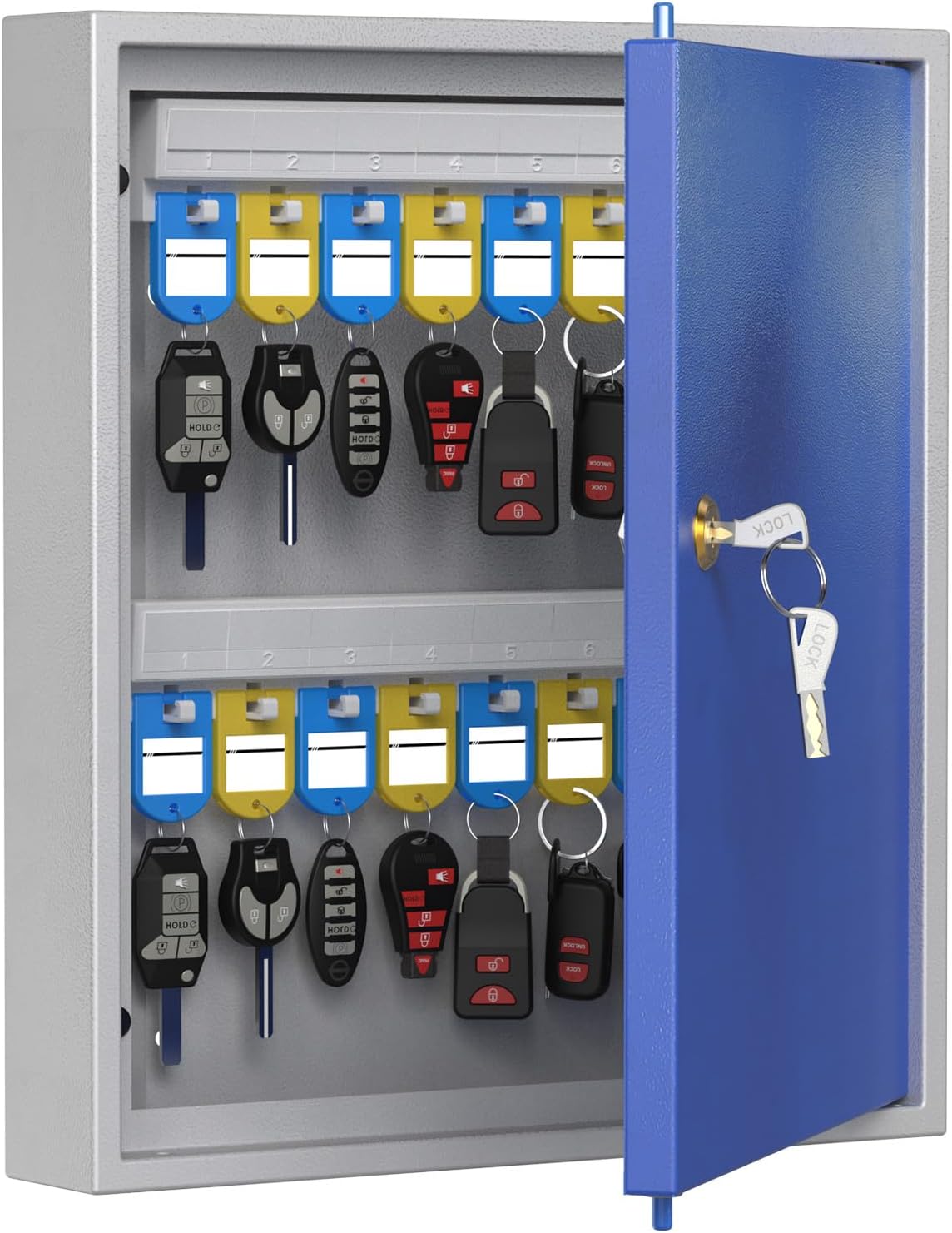 WeHere Key Lock Box, Key Cabinet Wall Mount with 32 Key Tags, Keys Holder Security Storage Lockbox for Valets, Office, School & Home