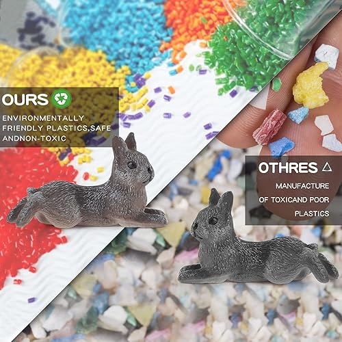 Miniatura 2 de Mini figuras de conejito para decoración de pasteles, juguetes de conejo de plástico para decoración de pasteles para niños, decoración de conejo