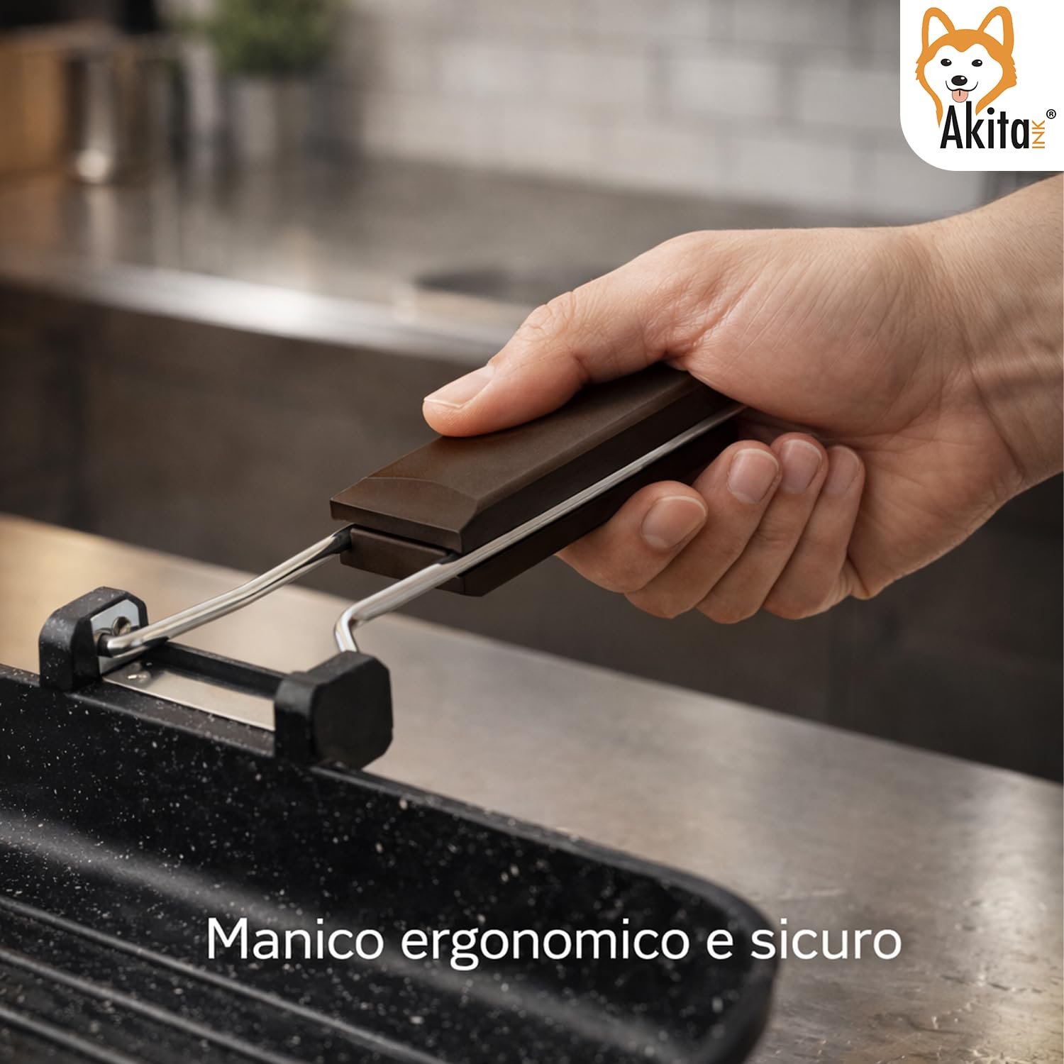 AKITAInk Bistecchiera in Alluminio Pressofuso Antiaderente Quadrata e Rettangolare, Ideale per Carne, Verdure e Grigliate, Compatibile con Induzione, 26x36 cm
