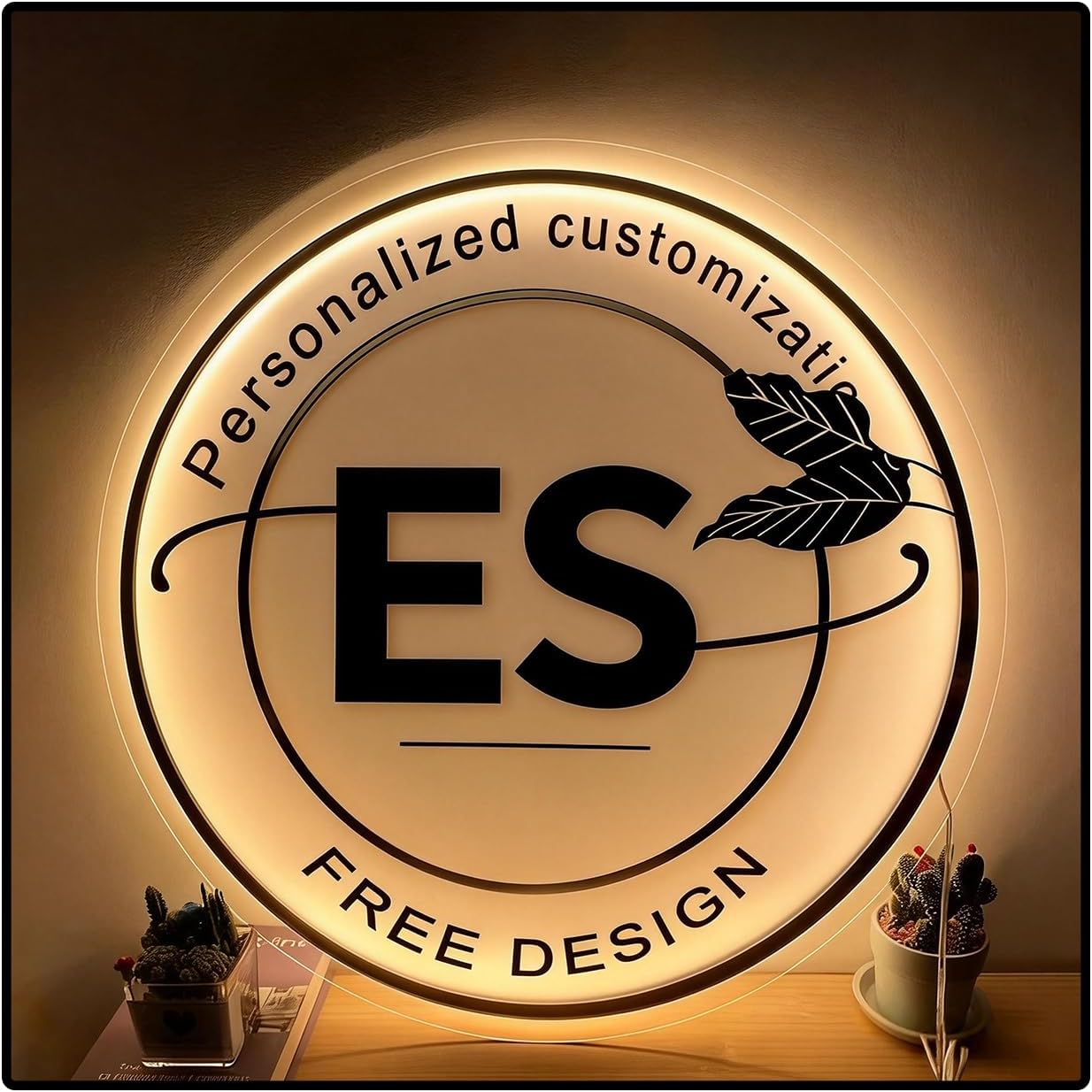 Hydsign Custom Backlit Business Sign, Personalized Acrylic logo Sign, LED Lights Up Logo Sign for Storefront, Salon, Office Wall Decor, Home Bar, Podcast Background