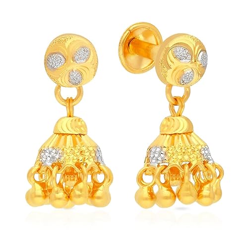 22 KT (916) purity Two Tone Gold Malabar Gold Earring EGDSNO049_T for Women
