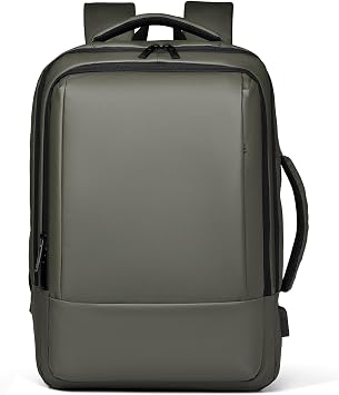FANDARE Business Casual Backpack Laptop backpack Travel backpack Rucksack for men Laptop Rucksack Work bag Waterproof rucksack Expandable Backpack with USB Charging Port PU film Daypacks Green