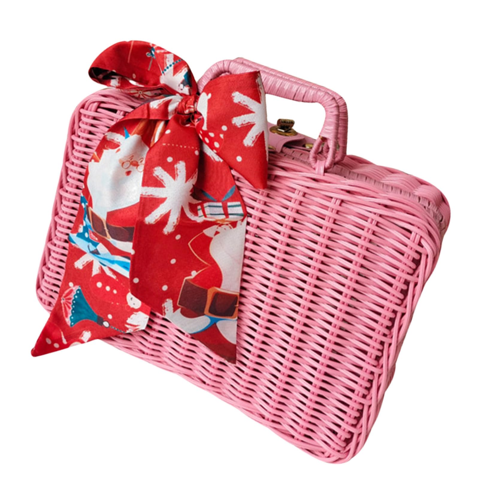 Buxuaaaa Christmas Celebration Faux Rattans Gift Packaging Box Stylish Present Storage Suitcase Suitcase Elegant Picnics Basket Birthday Gift