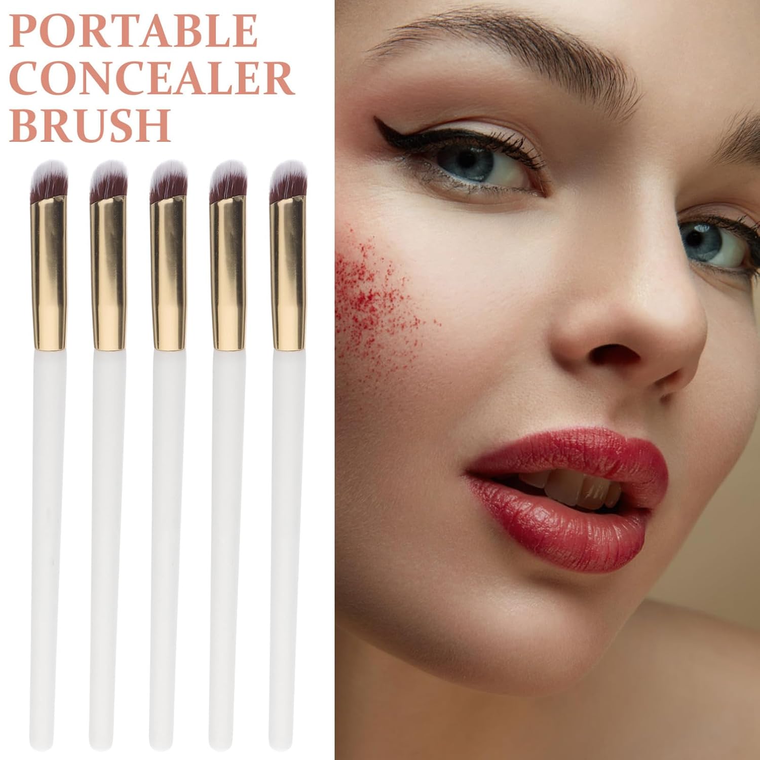 10pcs Angled Concealer Makeup Brushes under Eye Contour Brush Set for Women Professional Face Cosmetic Application