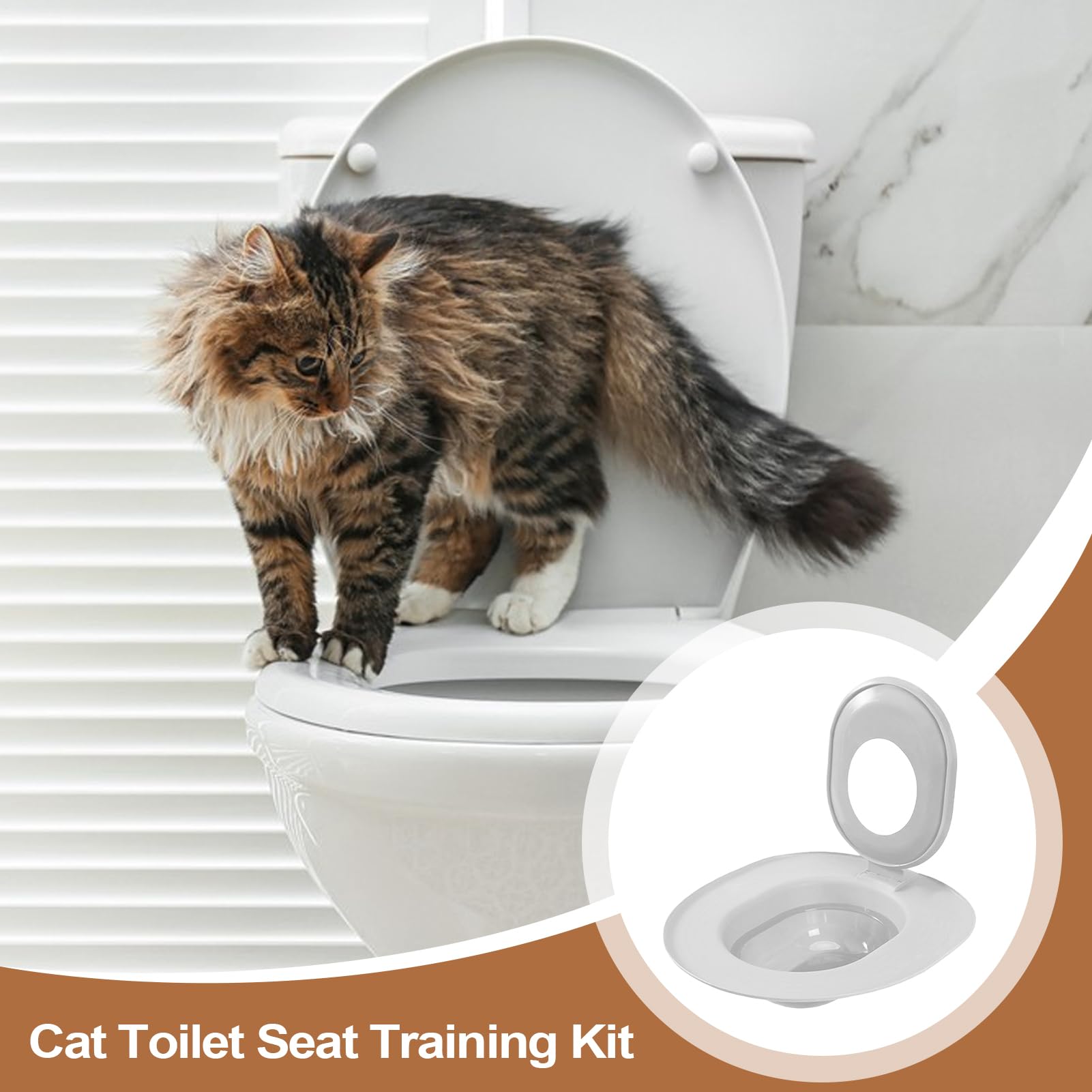 Kit di addestramento per il bagno dei gatti - Kit di addestramento per il sedile del WC dei gatti - Strumento sanitario con base non forata per gattino animale domestico