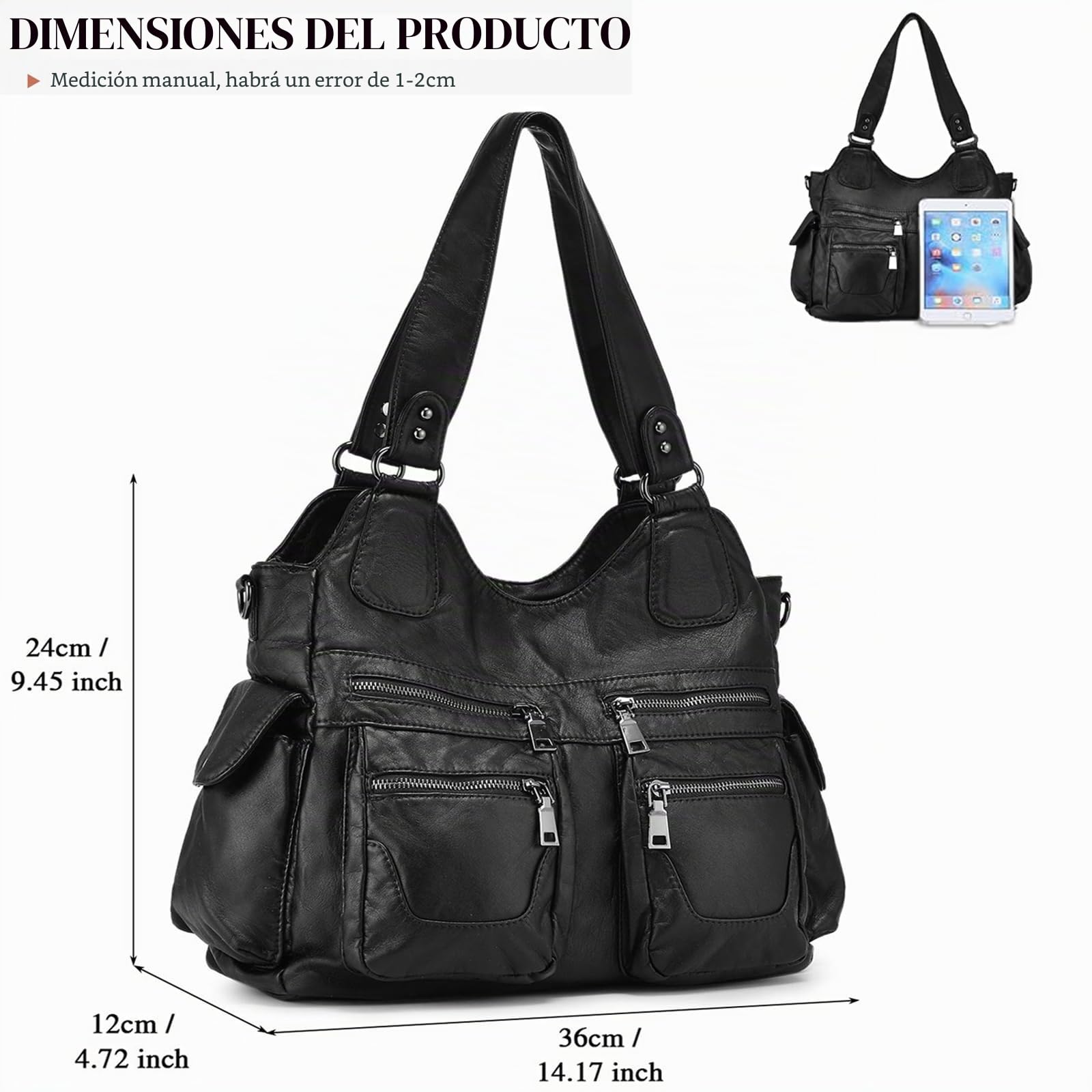 BAIGIO Bolso de hombro de cuero para mujer