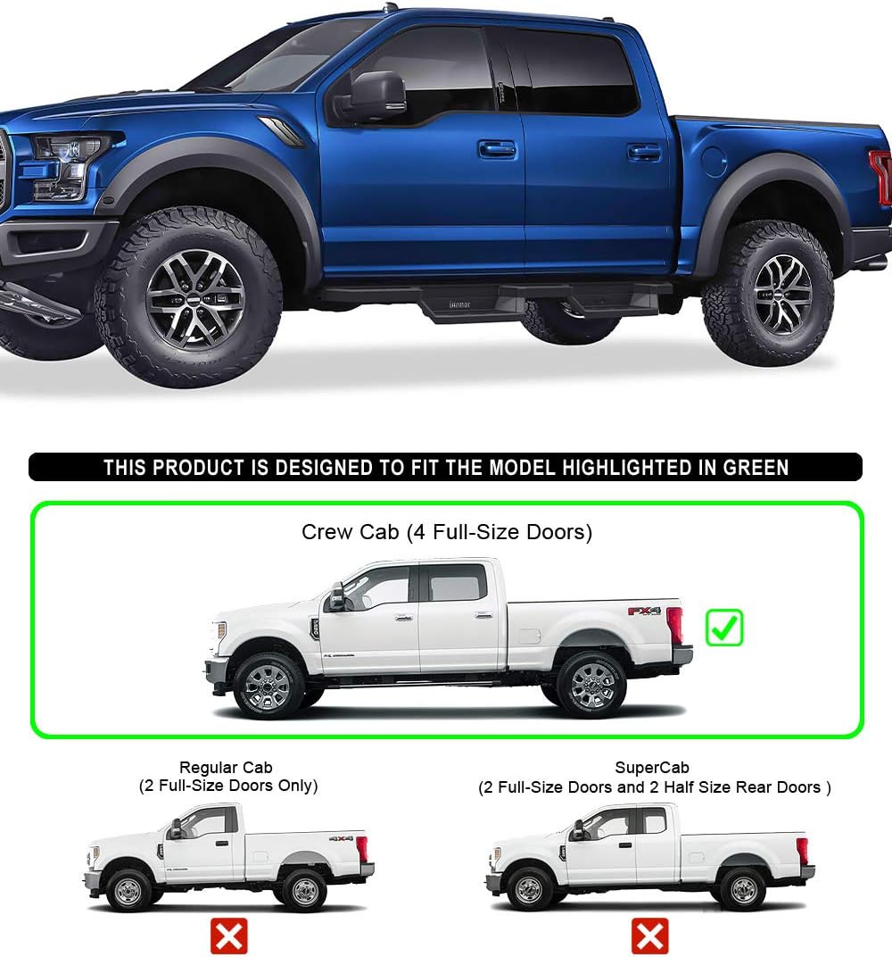 APS Drop Steps Running Boards Compatible with Ford F-150 F-250 F-350 2015-2024 Crew Cab