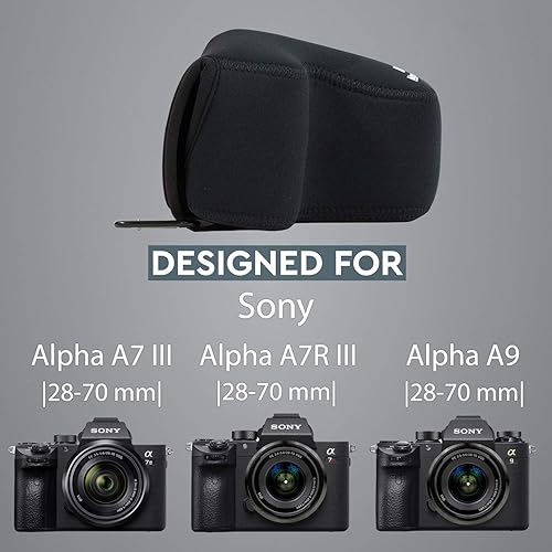 Miniatura 8 de Megagear MG1568 - Funda de neopreno ultraligera para cámara compatible con Sony Alpha A7 III, A7R III, A9 (1.102-2.756 in), color negro, talla única