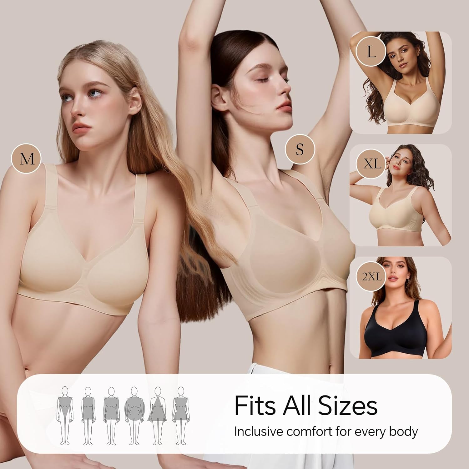 UIMERO 2026 Womens Wireless Bra Seamless Jelly Bras Full Coverage Supportive Comfortable No Underwire T-Shirt Everyday Bras