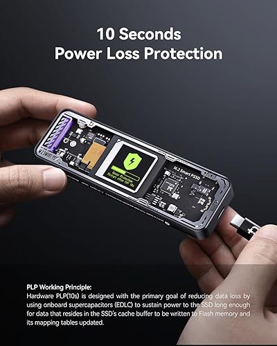 Miniatura 3 de DOCKCASE Edición Explorer Carcasa M.2 NVMe SSD, Soporta 10s PLP Previene Pérdida de Datos de Escritura, USB 3.2 Gen 2 Tipo-C (10 Gbps), se adapta a