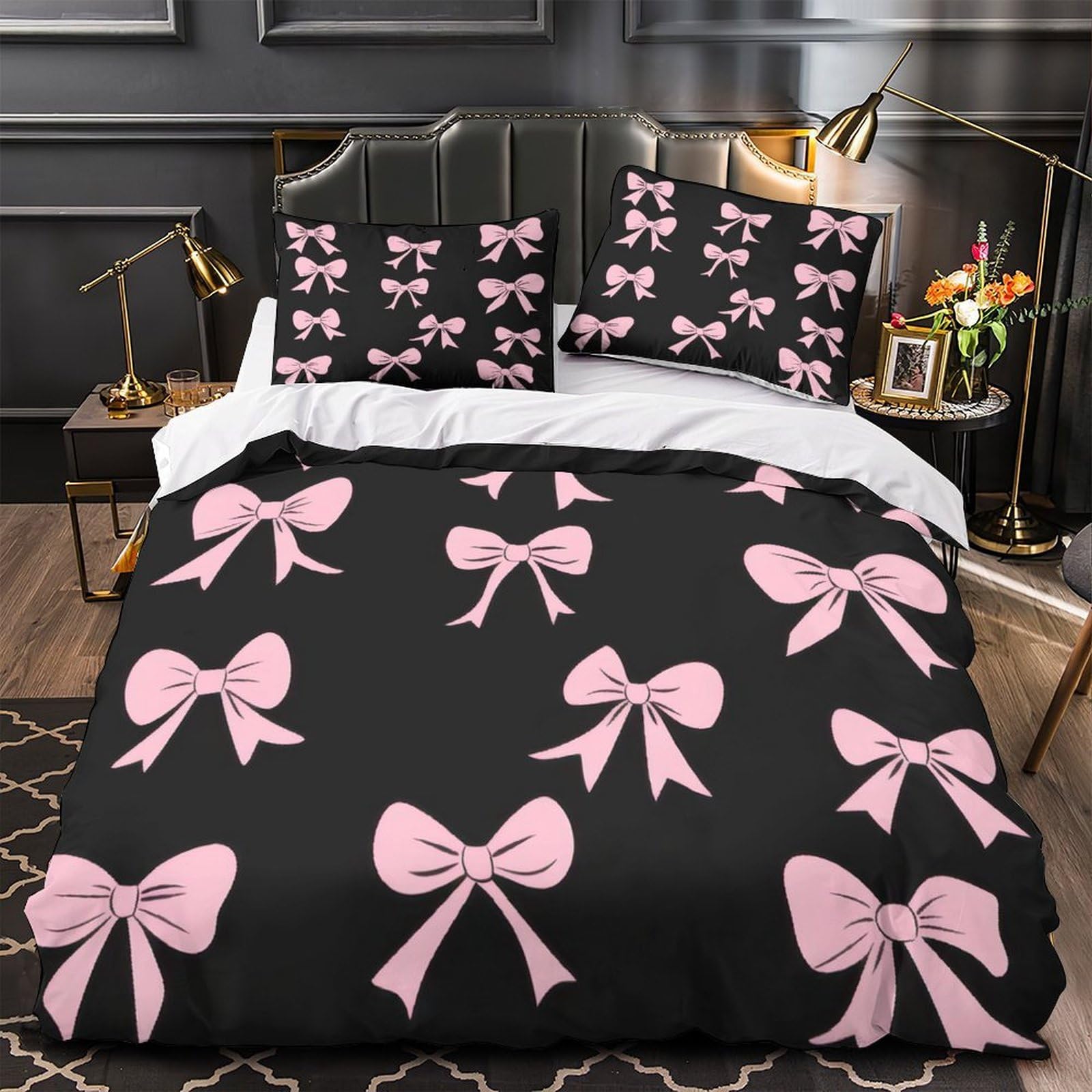 Housse de couette anti-pli 220x240 parure de lit hypoallergénique microfibre douce motif 3D