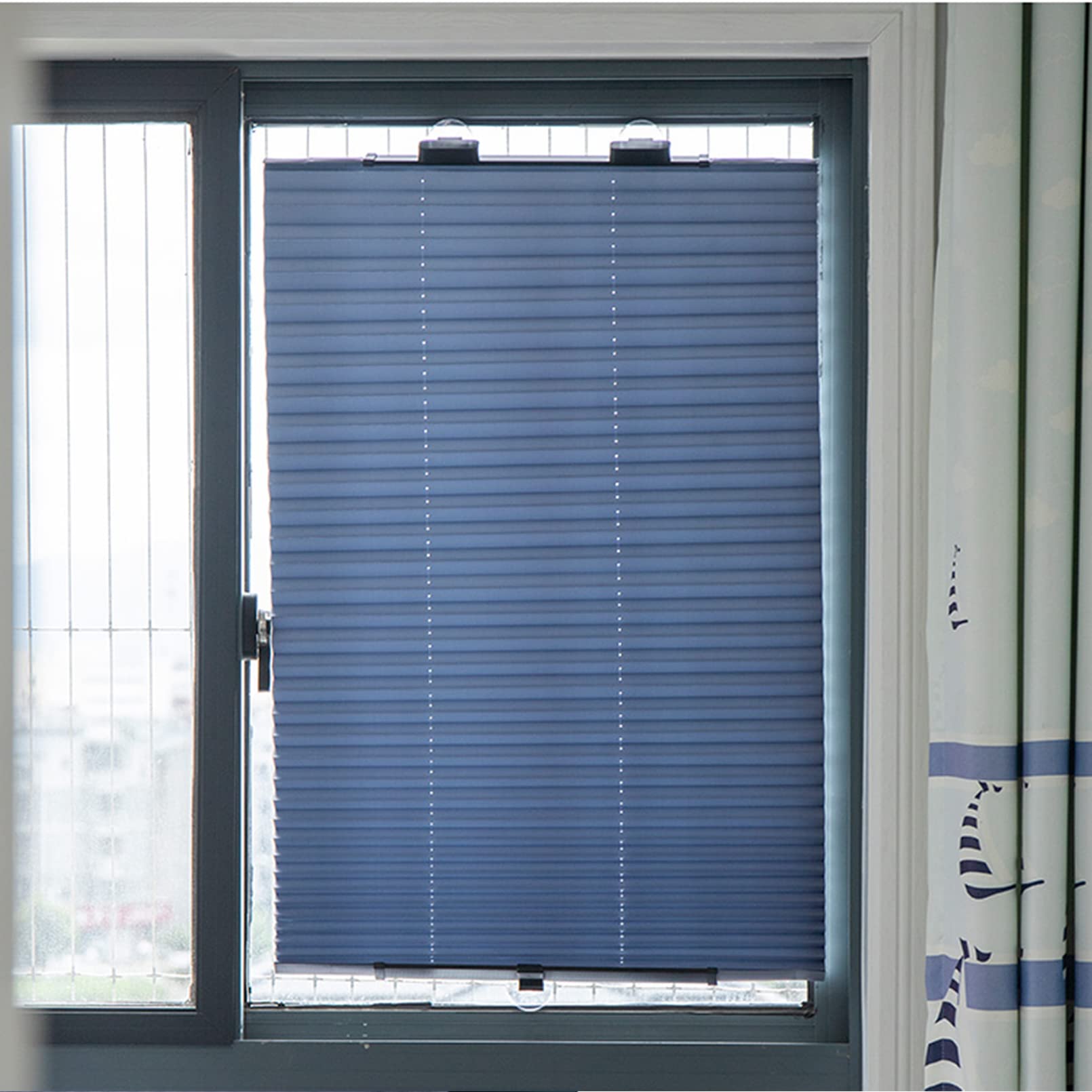 Saugnapf-Rollos ohne Bohren, Verdunkelungsrollo, Plissee-Rollo for Sichtschutz, Sonnenschutz for den Balkon, einziehbar, ohne Bohren, for Grass Home(65x145cm/25x57in)