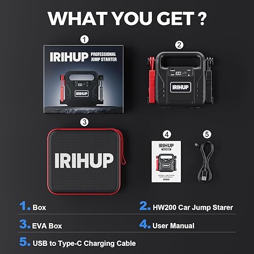 Miniatura 8 de Arrancador de coche de 4000 A pico 99.16 Wh (hasta todo el motor diésel de gasolina o 10 L) paquete de refuerzo de batería de automóvil,