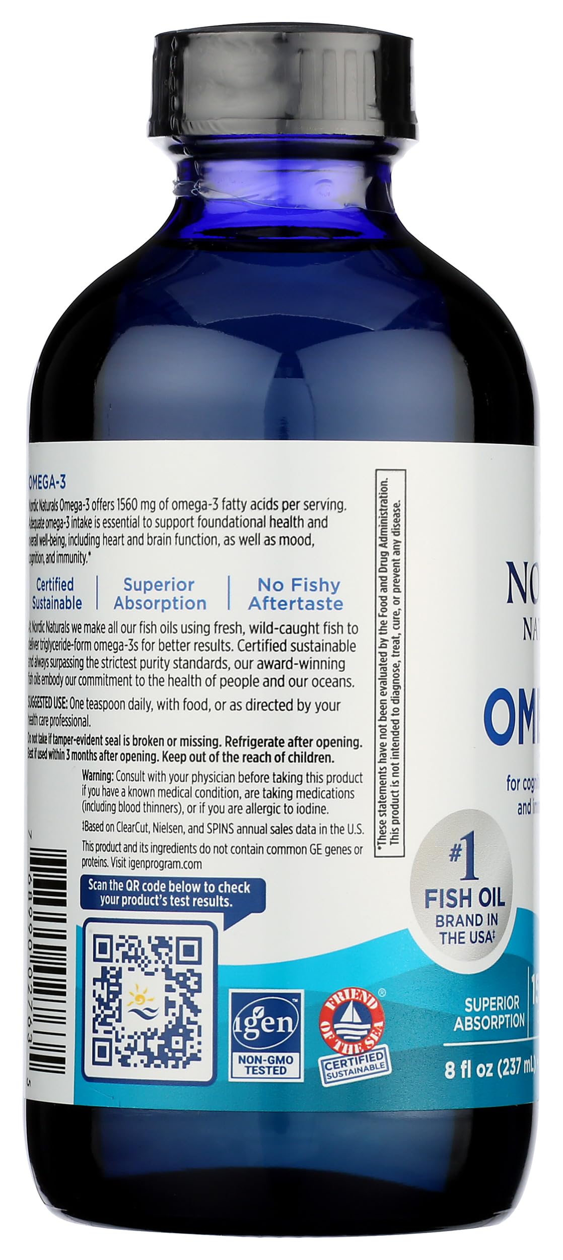 Omega-3, Purified Fish Oil, Lemon Flavor, 8 fl oz (237 ml) - Nordic Naturals