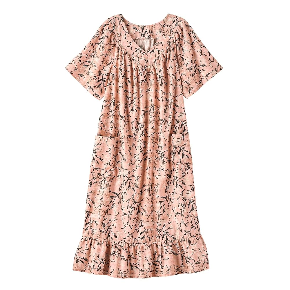 Comfortable Flowy Short Sleeve House Dress for Women by AmeriMark – Perfect for Patio, Sun, Lounging, or Sleepwear