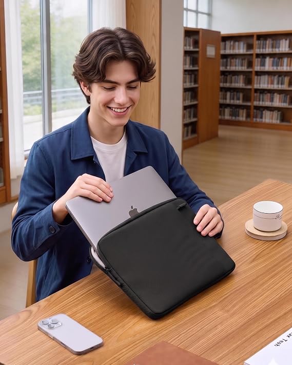 ProCase Laptop Sleeve for MacBook Neo 13 inch 2026 (Model A3404, A18 Pro), Protective Case with Soft Lining, Slim Travel Sleeve with Pocket for Accessories, Tailored for MacBook Neo 13” -Black