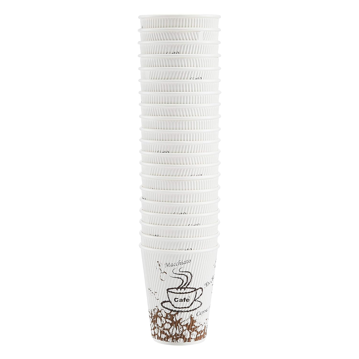 Amazon Basics Insulated Ripple Wall Hot Cup, Café Design, 12 oz, 240-Count