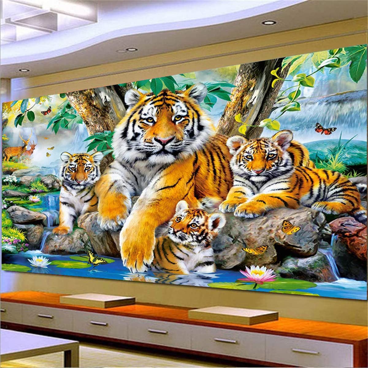 Instarry 5D Diamond Painting Bilder Groß Tiger Haus Dekoration 120x50 cm