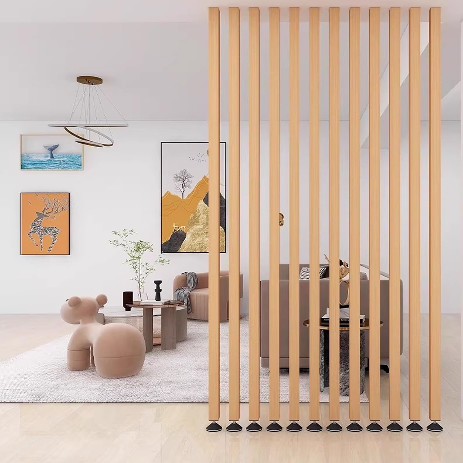 Partición de Pared Separador de ambientes De Suelo a Techo Lamas - Mampara Poste Separador Sala de Estar Sencillo Moderno Entrada Restaurante Columna Hueca DEC(9root,230cm/90.5in/7.54ft)