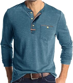 Moda para hombre Primavera e informal Manga Larga Cuello Redondo Color sólido Manga Larga Camiseta Top Camiseta Interior Hombre Azul