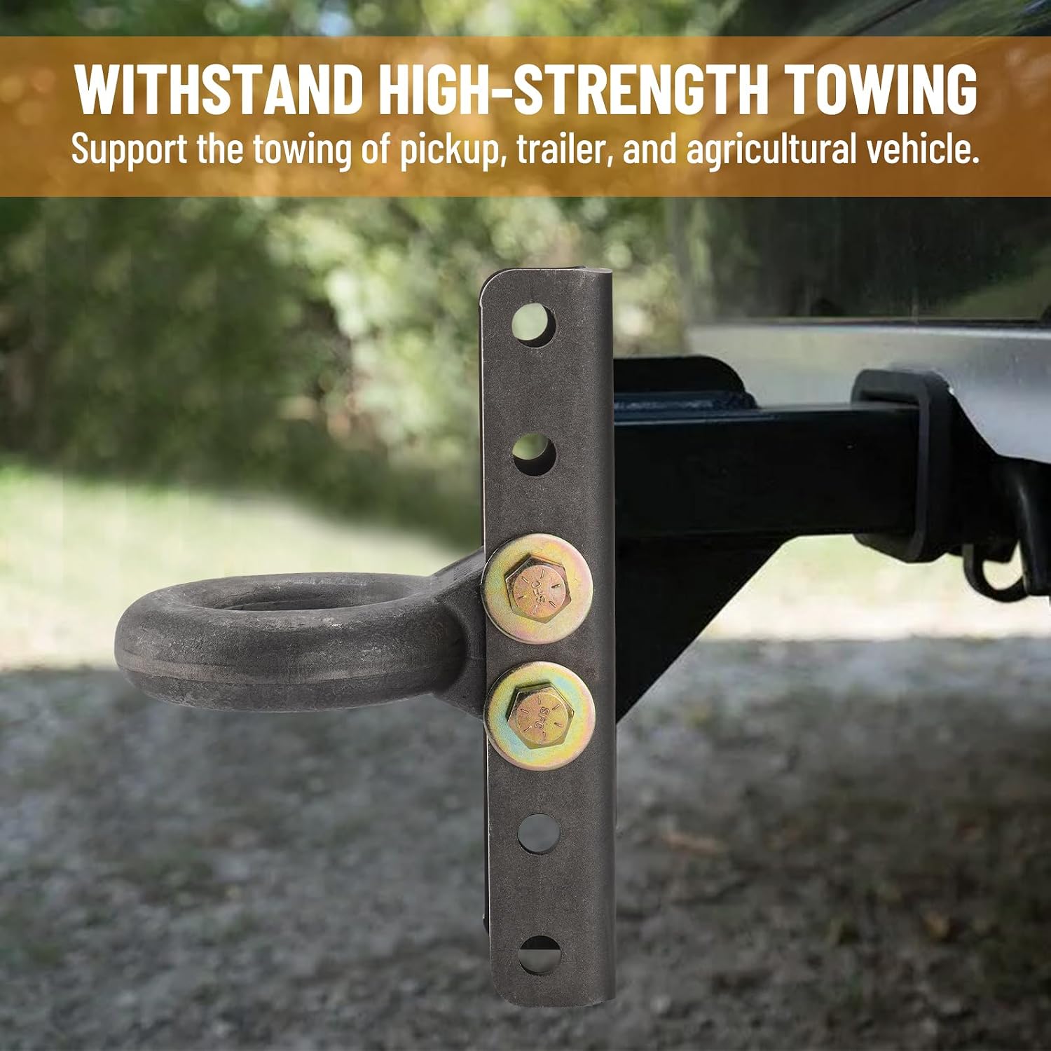 Trailer Hitch Coupler Channel, Adjusatble Pintle Hitch Lunette Ring Channel Bracket, 3 inch I.D. x 11-2/3 inch Length, 5-Position Adjustment